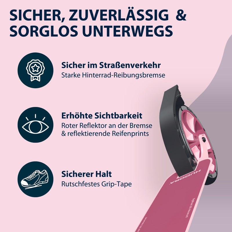 HUDORA BigWheel 205 Advanced Tretroller rosa klappbar für 4-99 Jahre - 4005998141694