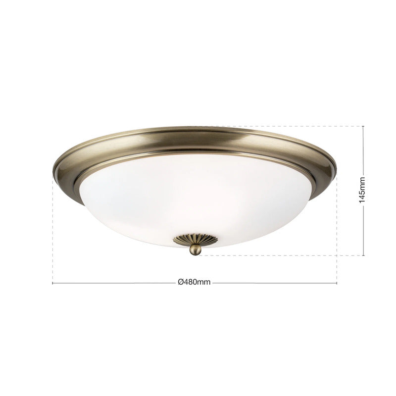 Orion Empire Deckenleuchte Ø 48 cm Antikmessing mattes Opalglas dimmbar - 9003090279463