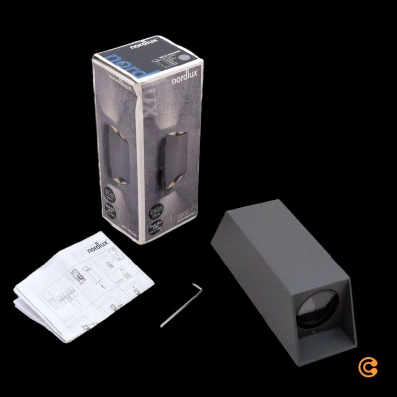 Nordlux Wandleuchte Nico Square GU10 LED Lampe anthrazit 230V IP54 80x235mm - 5704924010941