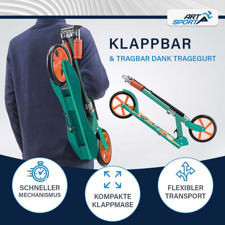 Cityroller Kinder Scooter Dino-Mint mit XXL Rädern und Hinterradbremse grün - 4260304765753