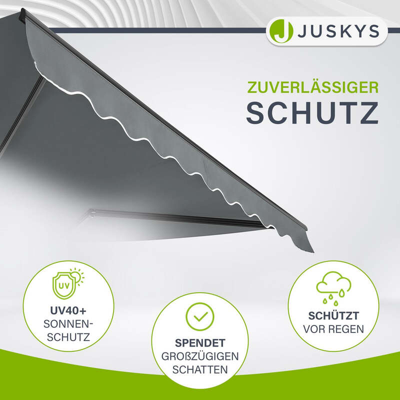 Gelenkarmmarkise 350x300cm grau Handkurbel Sonnenschutz für Terrasse Balkon - 4260565527077