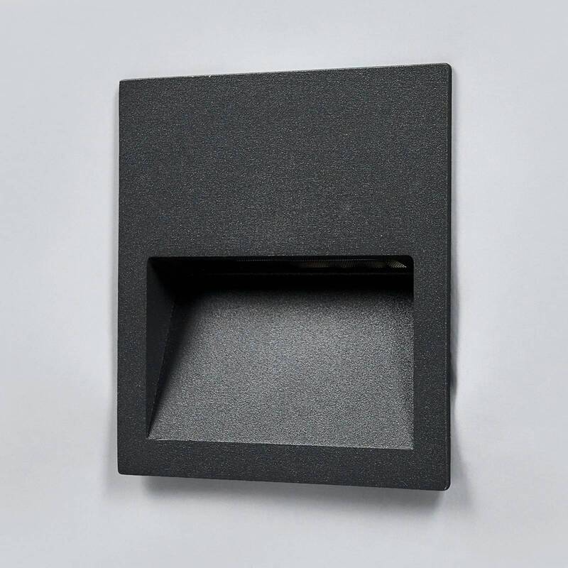Lucande LED Wandeinbauleuchte Loya Außenwandleuchte grau IP54 11,5x11,5cm - 4251096526073
