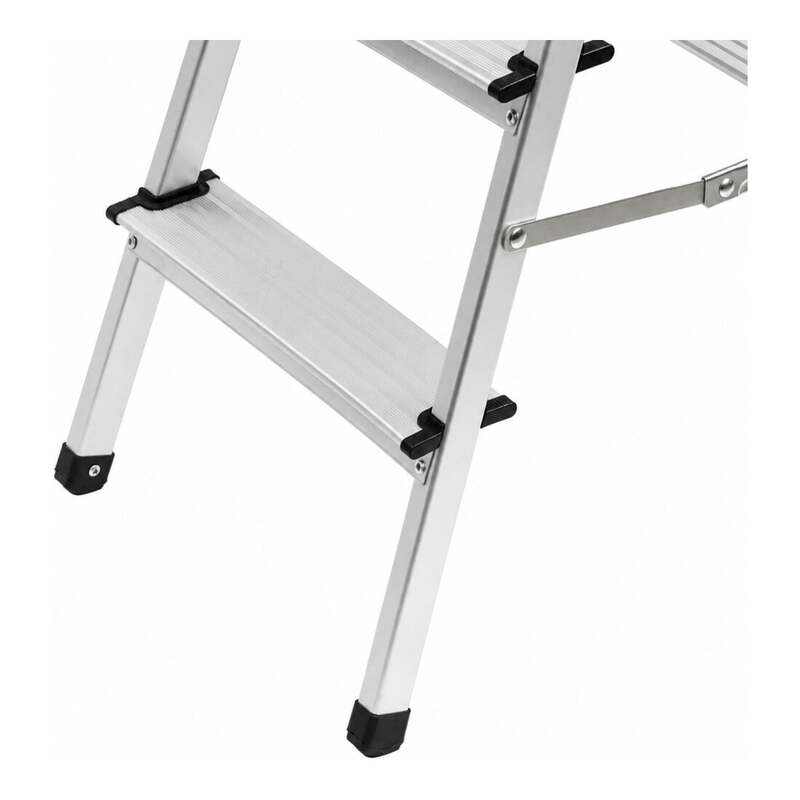 STIER Aluminium-Trittleiter 3 Stufen Leichtgewicht 150 kg klappbar 680x320x200mm - 4260439000651