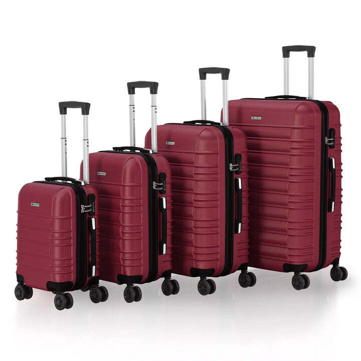 Hartschalen Kofferset Rom 4-teilig ABS-Kunststoff Koffer Set Rot 360° Rollen - 4260565527664