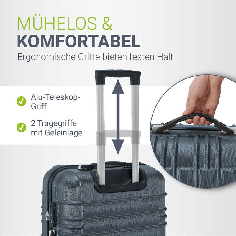 Hartschalen Kofferset Rom 4-teilig Gepäckset schlagfest ABS-Hartschale Anthrazit - 4260565527633