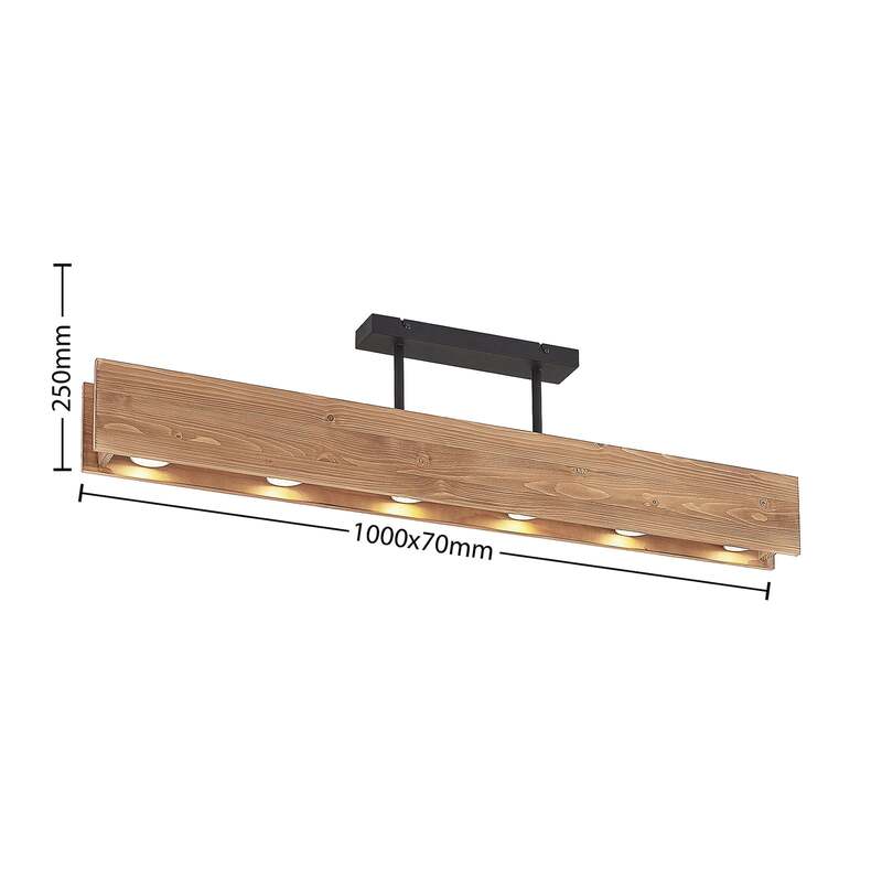 Lindby Malwin Deckenleuchte GU10 100 cm 6-flg Kiefernholz dunkel lasiert - 4251911747232