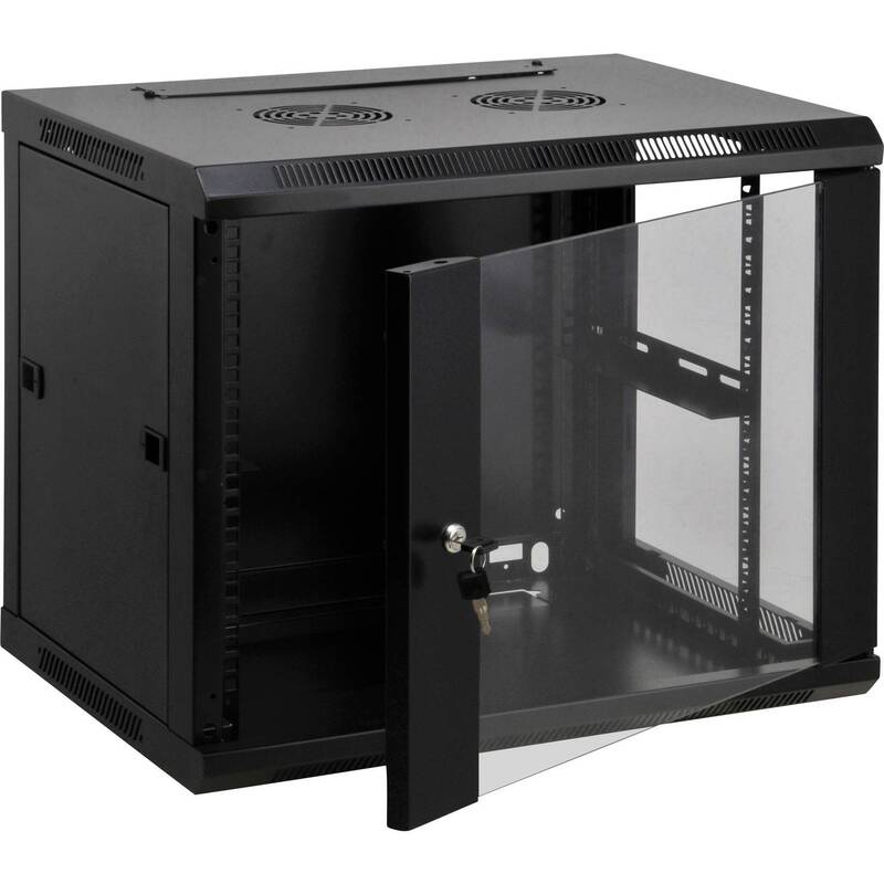 Intellinet 19 Zoll Netzwerkschrank Rack 12 HE Sicherheitsglas Schwarz 600x635mm - 0766623711906