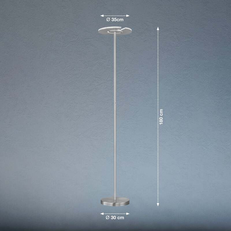 Stehleuchte Lampe LED Dent CCT Funktion Dimmer nickel matt chrom Beleuchtungs550 - 4003694403207