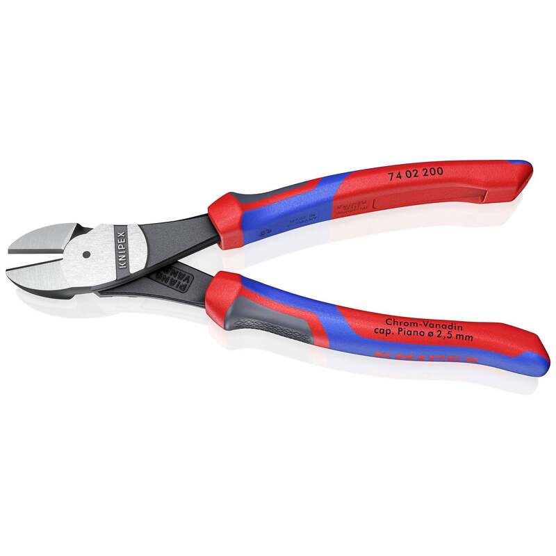Knipex Kraft-Seitenschneider 74 02 200 Zange mit Facette 200mm Werkstatt Stahl - 4003773018360