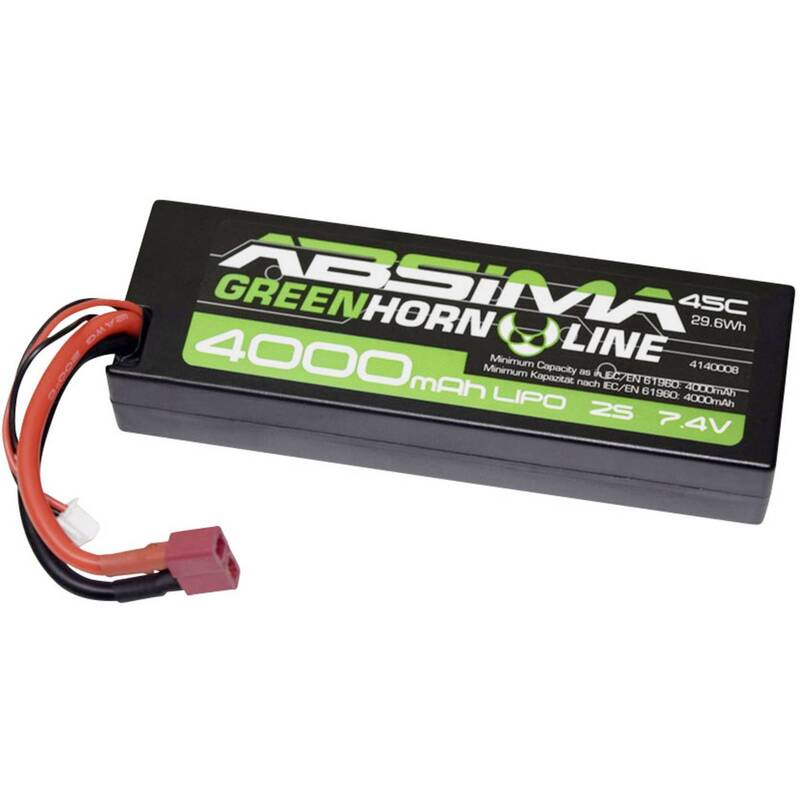 Absima LiPo Akku 7.4V 4000mAh 45C Hardcase T-Plug für Modellbau - 4250650930530