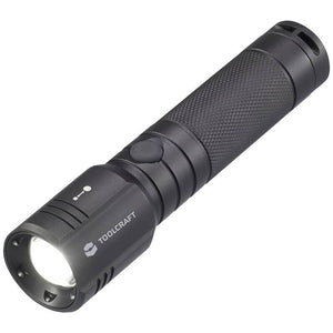 B-Ware TOOLCRAFT Taschenlampe 300 LM Aluminium schwarz IP54 mit Zoomfunktion