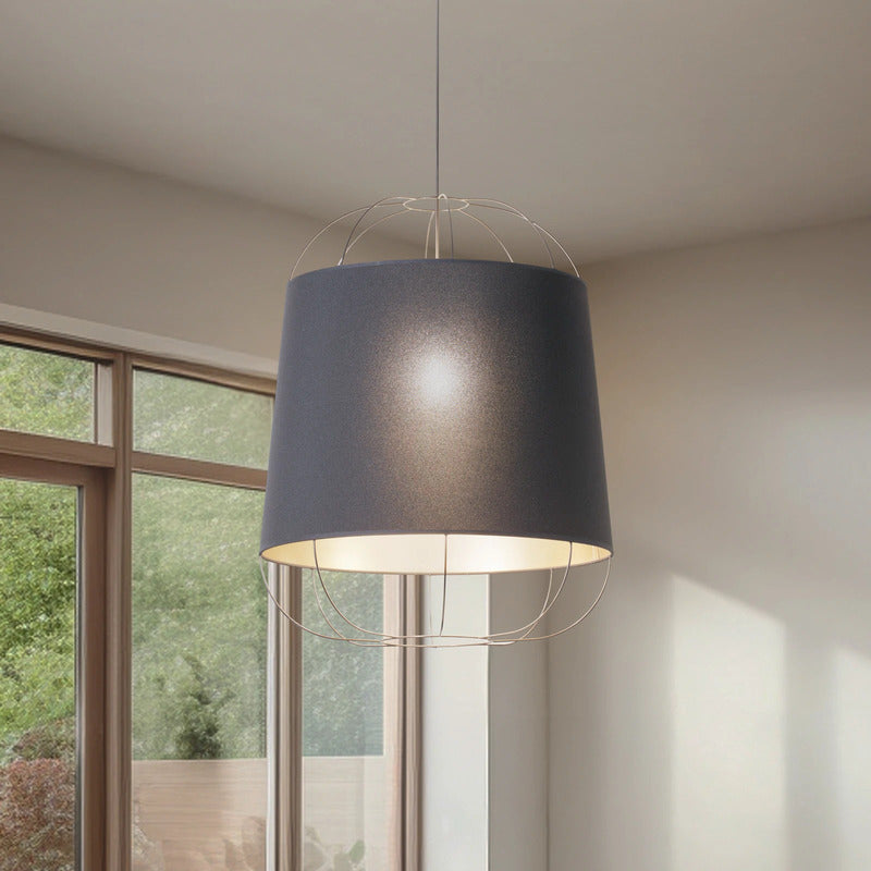 Lantern Pendelleuchte Hängelampe Schwarz Gold Stoff E27 - 5905317606943