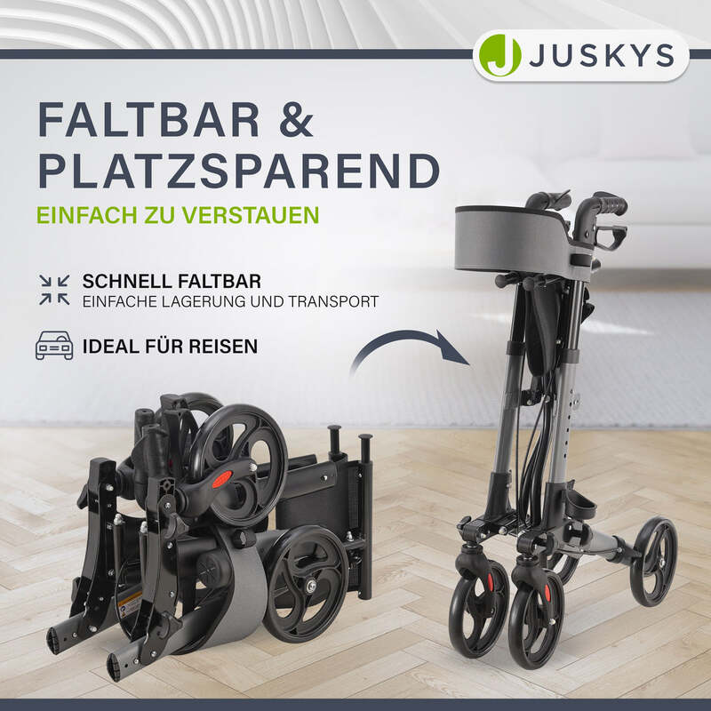 Aluminium Rollator Vital klappbar Gehhilfe mit Sitz grau 130kg Unabhängigkeit - 4260565522683