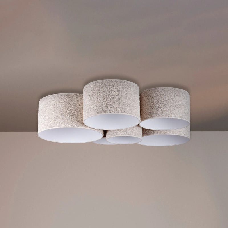 Euluna Deckenleuchte Boucle 6-flammig LED Lampe dimmbar ecru Ø100cm 35cm Höhe - 5905317600644