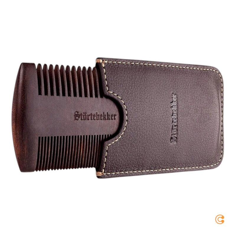 Störtebekker Bartkamm Kamm Herrenkamm Sandelholz Leder-Etui zwei Zahnungen Br536 - 4260554490160