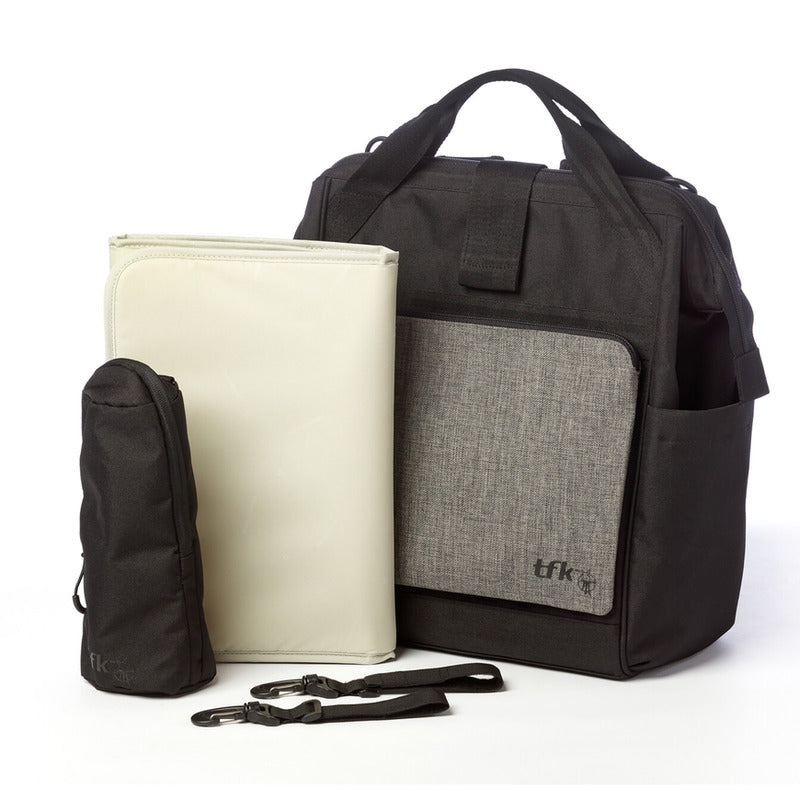 TFK Wickeltasche Tasche Babybedarf Grau Flaschenhalter Rucksack Kinderwagen - 4066239113283