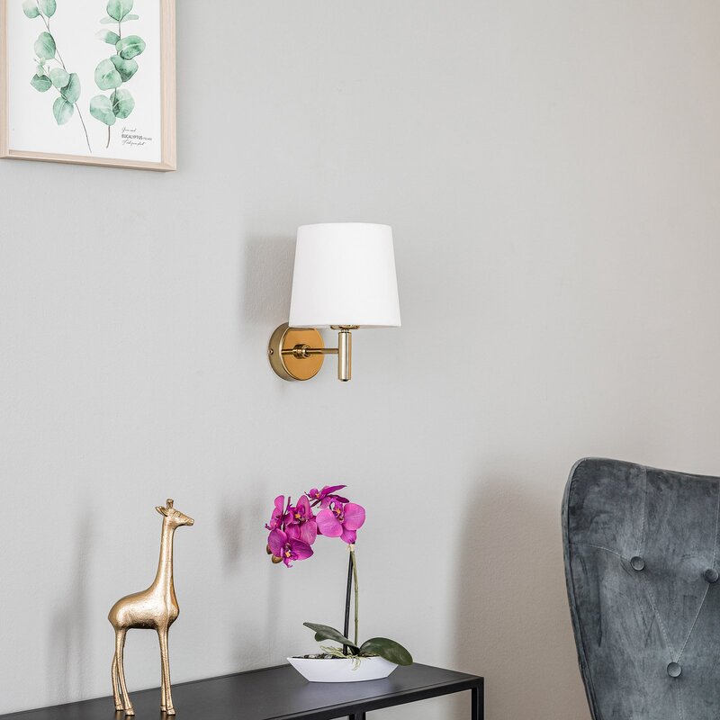 Euluna Wandleuchte Polo Wandlampe Leuchte Lampe Plus Textilschirm messing creme - 5902553231052