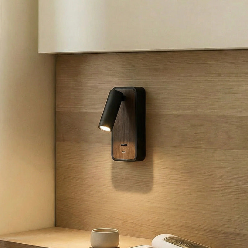 Lindby Wandleuchte Tallis LED Lampe schwarz Holz USB-C beweglich warmweiß 3000K - 4255830903519