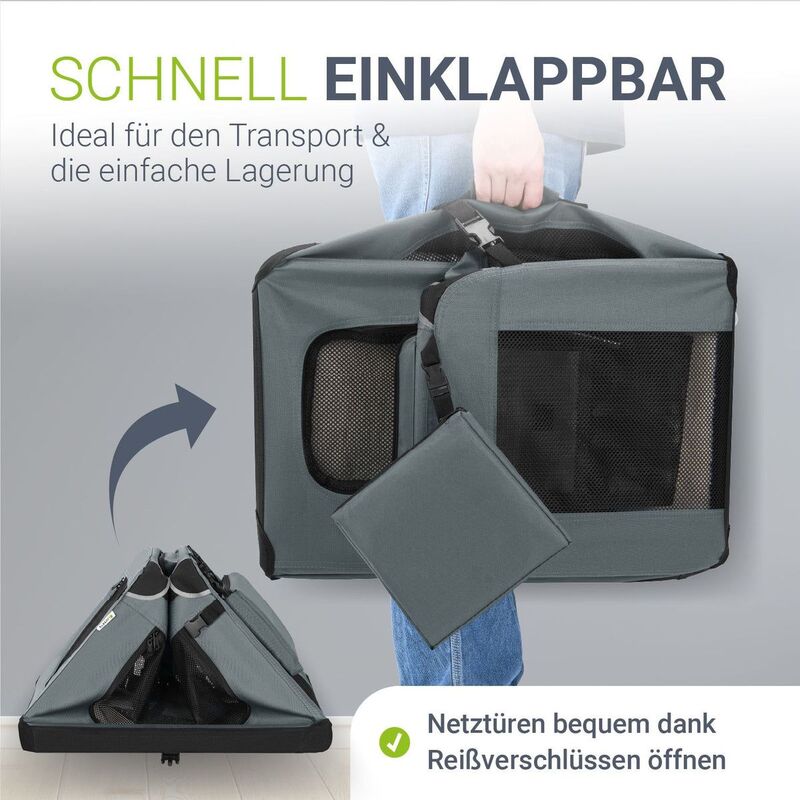 Hundebox Auto faltbar Hundetransportbox mit Tragegriff Decke und Faltnapf - 4260304769911
