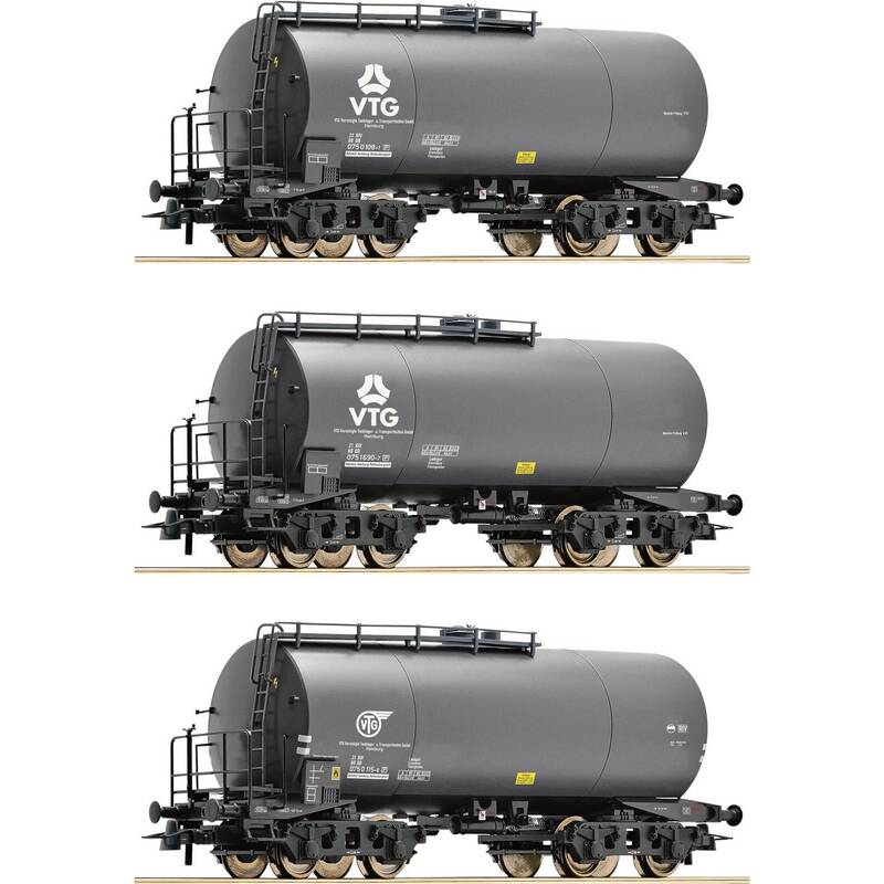 Roco Kesselwagen VTG 4-achsige Modelle DC Epoche IV NEM-Schacht 426mm 3er-Set - 9005033072193