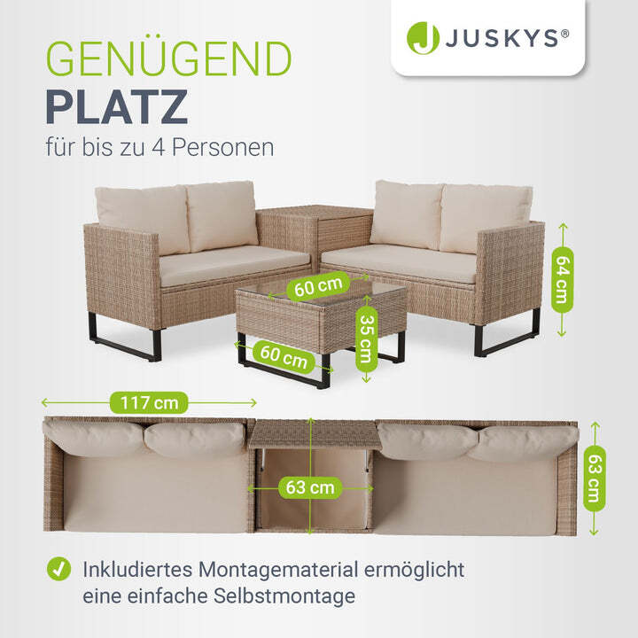Gartenlounge Santorini modulare Polsterlounge für 4 Personen inkl. Kissenbox - 4262437180311