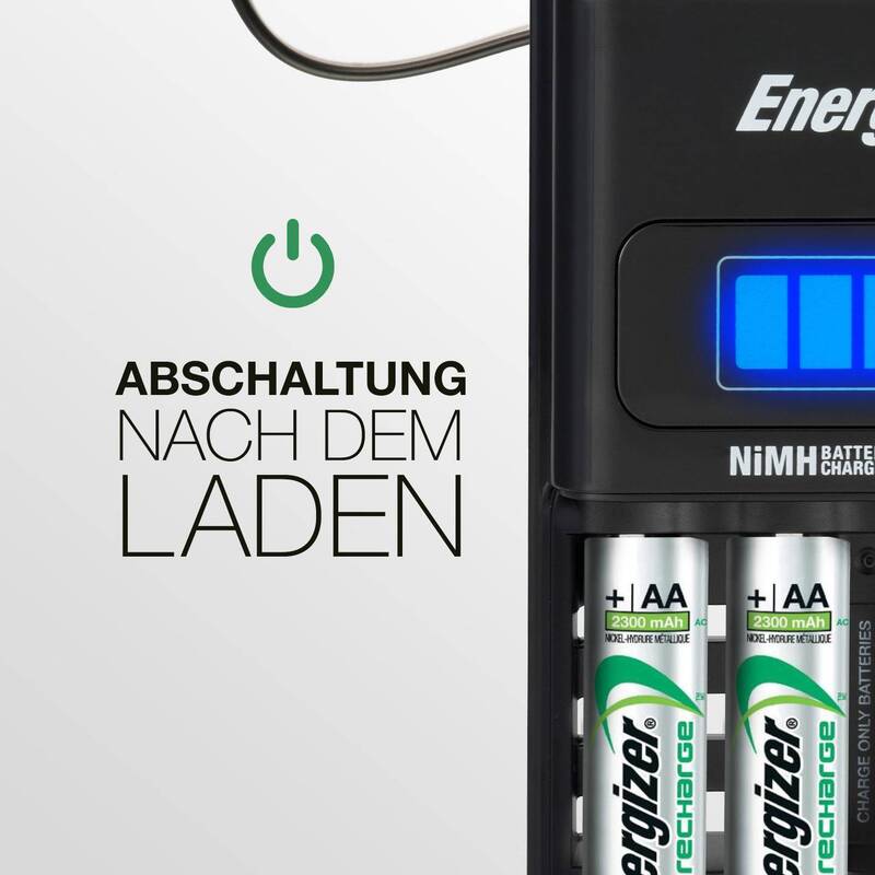 Energizer Rundzellen-Ladegerät Batterie-Ladegerät Laden NiMH Micro AAA Mignon AA - 7638900421248