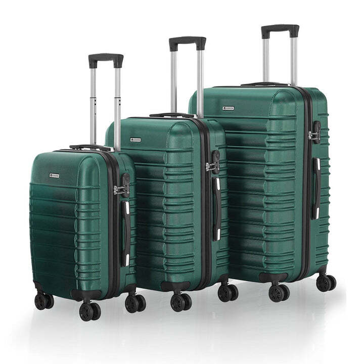 Hartschalen Kofferset Rom 3-teilig ABS-Kunststoff schlagfest 360° Rollen Grün - 4262437185019
