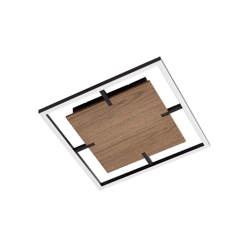 Lucande Deckenleuchte Vectra LED Lampe dimmbar Holz schwarz 50x50cm 3000K - 4255830910982