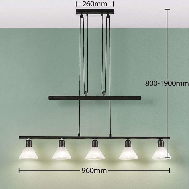 Lampenwelt LED-Hängeleuchte Hängeleuchte Lampe Eleasa easydim 5-f. schwarz Le503 - 4251096531442