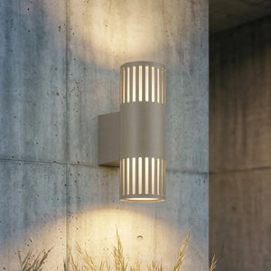 B-Ware Lurinda Außenwandlampe steingrau 2-flammig LED Wandleuchte IP44 Ø10cm