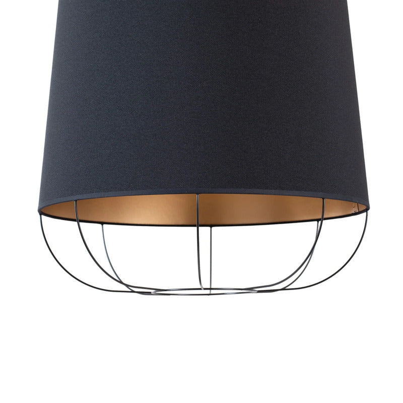 Lantern Pendelleuchte Hängelampe Schwarz Gold Stoff E27 - 5905317606943