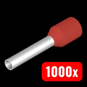 2x B-Ware Weidmüller Aderendhülse H1,5/16 R Verbindungselement 1,5mm² 10mm Rot 500 Stück