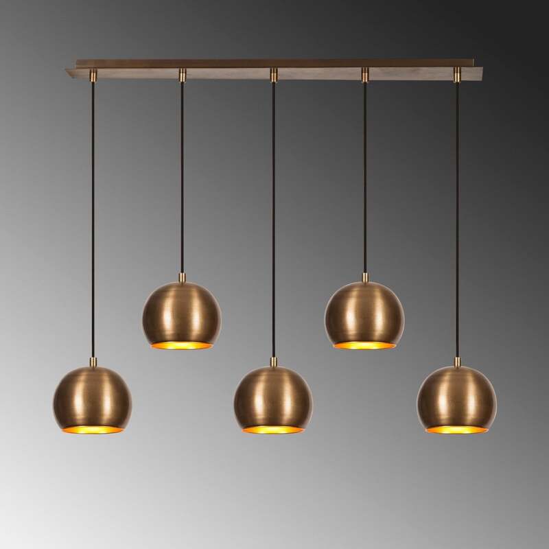Hängeleuchte Sivani MR-1000 gold antik Eisen 5-flammig Deckenlampe Lampe Leuc498 - 8681875649314
