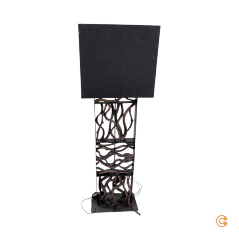 KARE Stehleuchte Nature Wave Lampe Holzfuß E27 schwarz braun 163cm Höhe 1x60W - 4025621518051