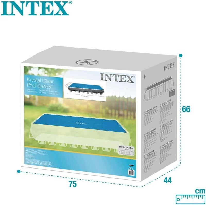 Intex Above Ground Outdoor Solar Pool Cover Rectangle 9.7x4.8m for 26374 Blue - 6941057422275