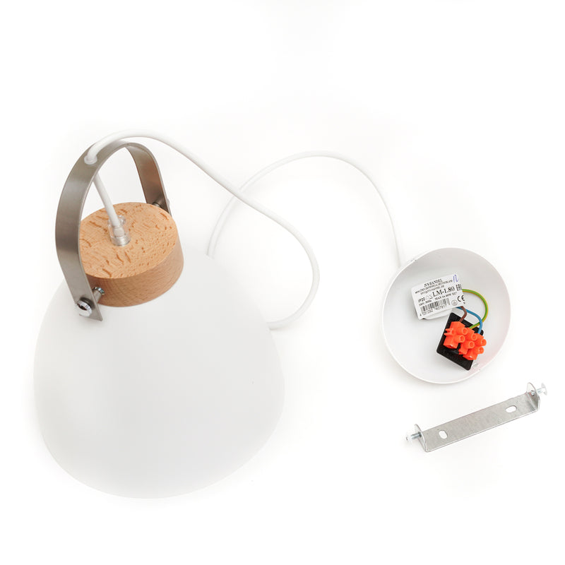 Lamkur Pendelleuchte Hängeleuchte Bergen LED Lampe dimmbar weiß Holz 18cm - 5907687431798