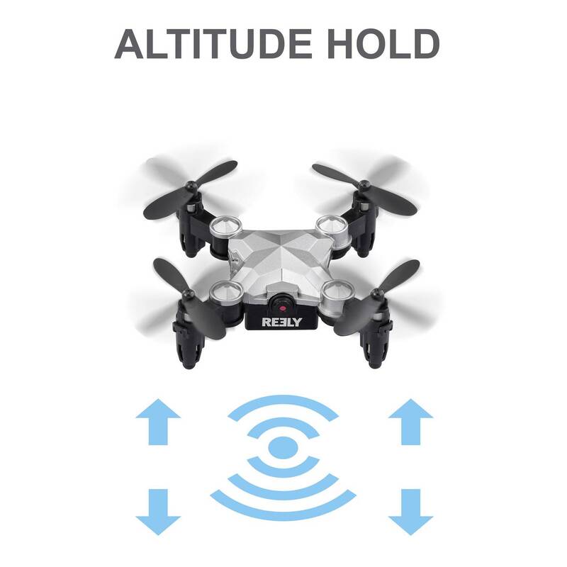 Reely Quadrocopter Drohne Mini Drone Kameraflug Suitcase Silber Schwarz Kamera - 4064161476353