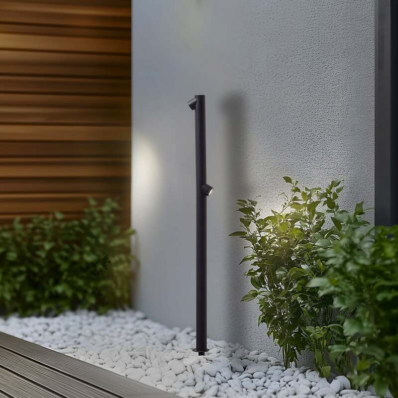 Lindby Wegeleuchte Gartenlampe LED Luzian anthrazit Erdspieß Eisen Glas 120cm - 4251911785135