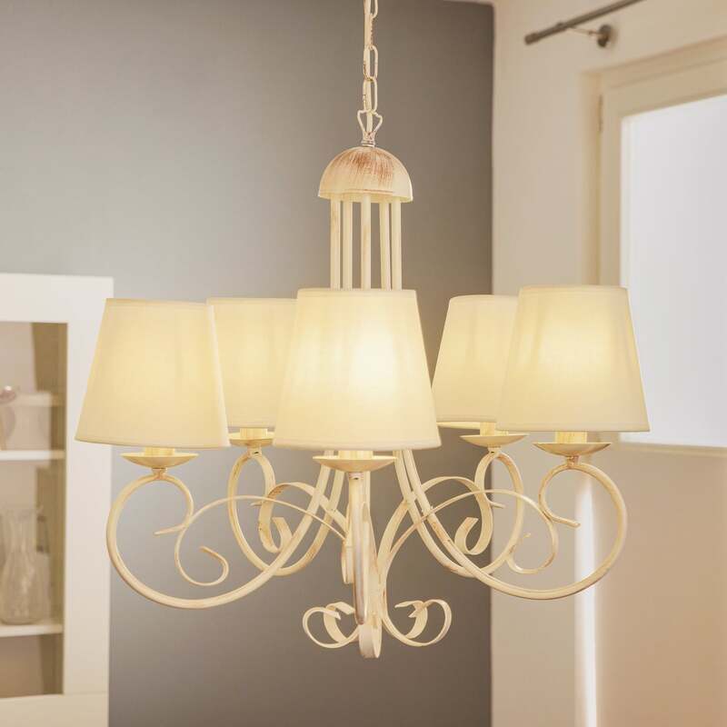 Kronleuchter Lampe Leuchter Pompei weiß antik Schirm Deckenlampe Beleuchtung - 8030626534308