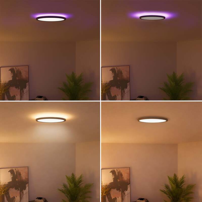 Calex Deckenlampe HALO LED dimmbar RGB CCT IP54 schwarz Ø40cm Leuchte Lampe - 8712879165736