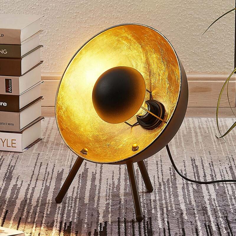 Lindby Tischlampe Muriel LED Lampe Leuchte schwarz gold Metall 38cm Höhe 31cm - 4251096551808