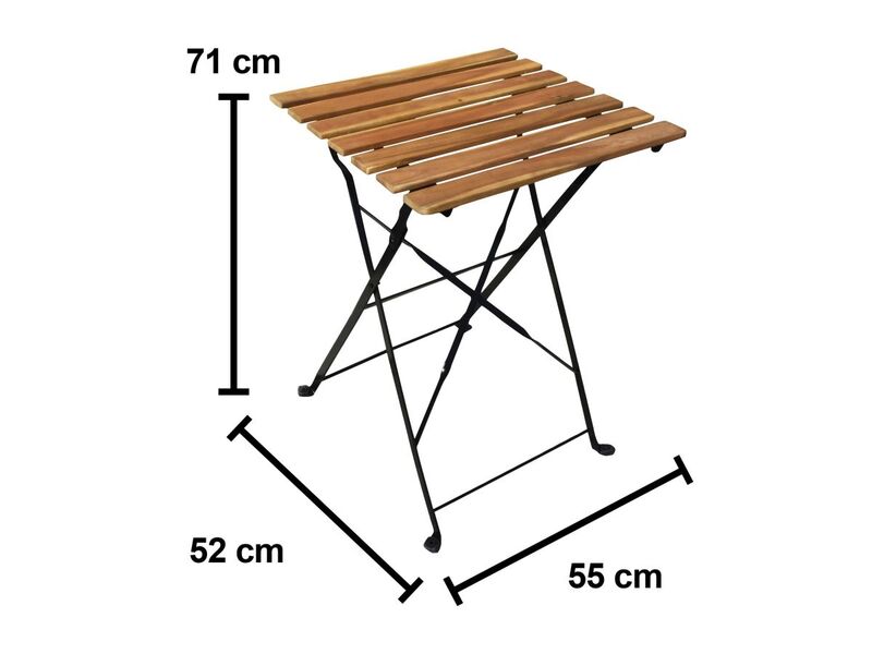 Balkonmöbel-Set Acari 3-teilig Klappstuhl Klapptisch Stahl Akazie schwarz 220kg - 4007873338502