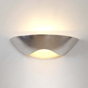 B-Ware Holländer Wandleuchte Matteo Curve LED Lampe dimmbar blattsilber weiß 36,5x10cm