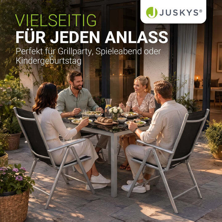 Gartengarnitur Milano 5-teilig Aluminium Tisch Sicherheitsglas Silbergrau - 4260565527015