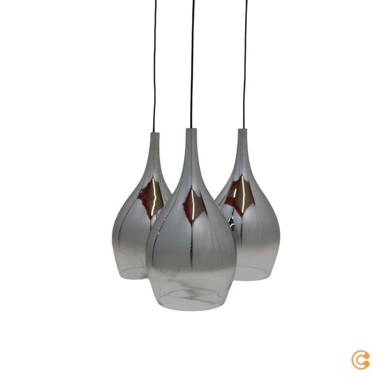 Paul Neuhaus Hängeleuchte Pilua Glaslampe Chrom rauchgrau 3-flammig LED E27 - 4012248366097