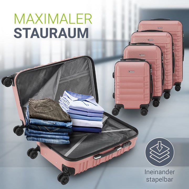 Hartschalen Kofferset Rom 3 & 4 tlg. Set mit 360° Rollen und Zahlenschloss - 4260565527688