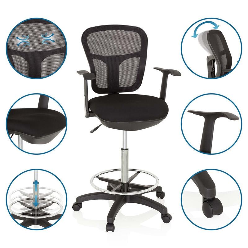 hjh OFFICE Arbeitsstuhl Counterstuhl TOP WORK 108 Netz schwarz Drehstuhl - 4251084667740