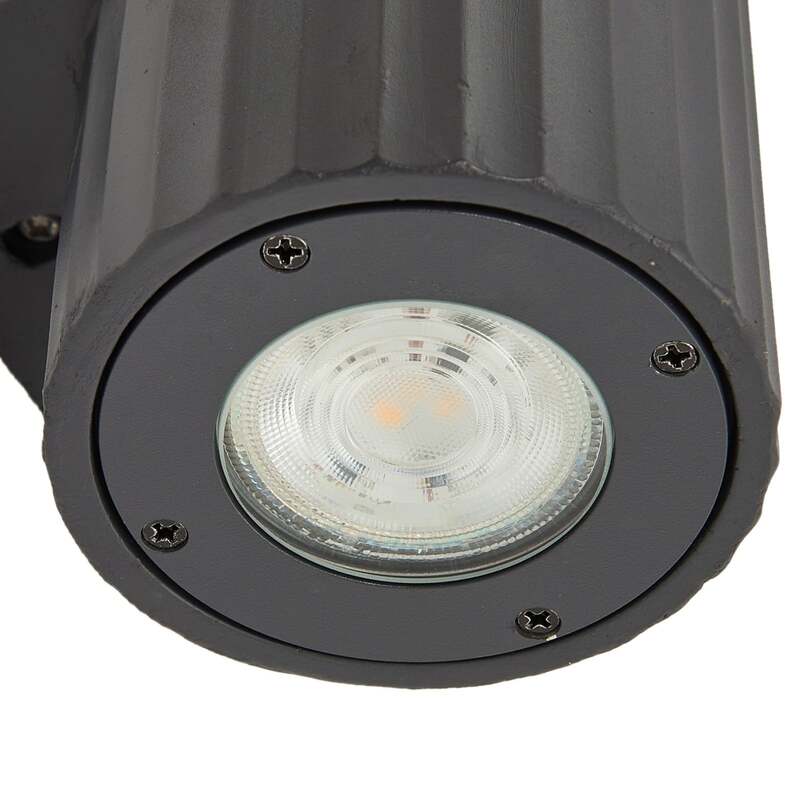 Lindby Außenwandleuchte Christa grau Beton 25 cm Riffel Wandlampe Lampe Leuchte - 4251911786088