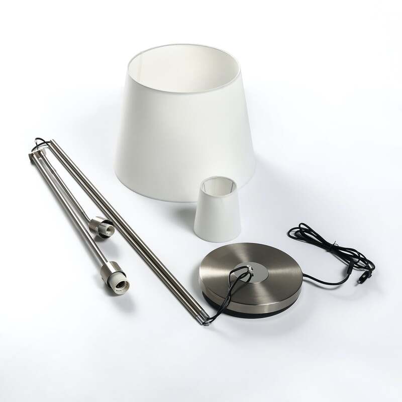 Lindby Stehleuchte Nantwin LED Stehlampe Lampe Leselampe nickel weiß 175cm - 4251096573411