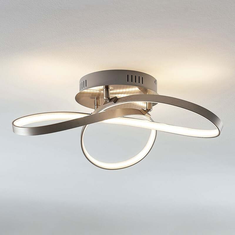 Lindby Deckenlampe Saliha LED Lampe dimmbar nickel matt 52,5cm warmweiß 3000K - 4251096537055